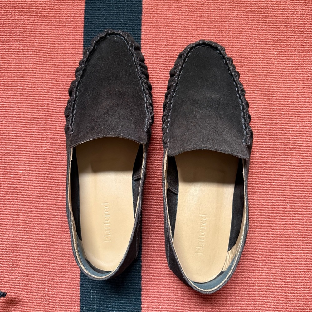 Flattered Bon Bon Loafers Chocolate Brown Suede Size 38 - Picture 3 of 11